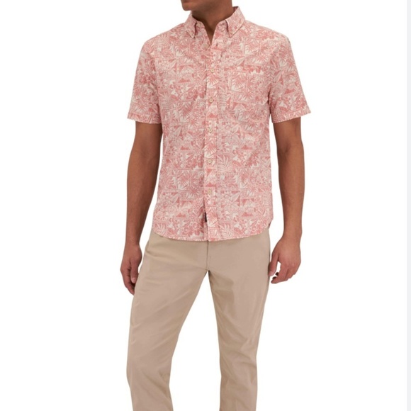 Faherty coral print short sleeve button up shirt - Picture 1 of 8